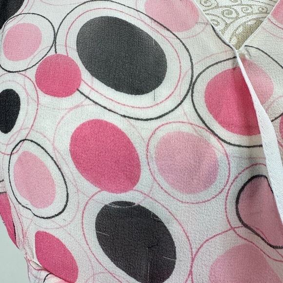 Anne Carson Size Large Babydoll Tank Top Polka Dots 100% Silk Chiffon Sleeveless - Picture 5 of 7